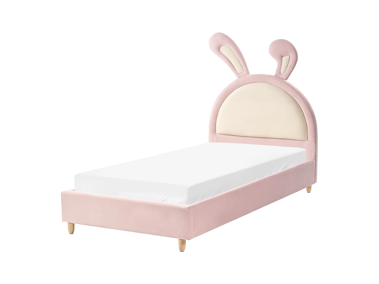 Kinderbett Kaninchen Samtstoff LALLIAS 90 x 200 cm Rosa