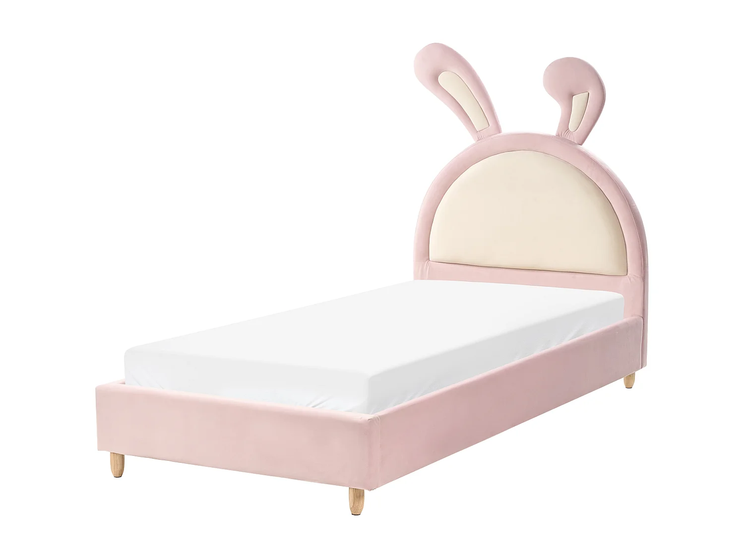 Letto per bambini coniglio Velluto LALLIAS 90 x 200 cm Rosa