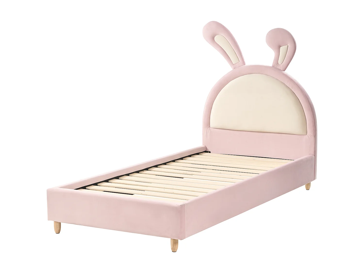 Letto per bambini coniglio Velluto LALLIAS 90 x 200 cm Rosa