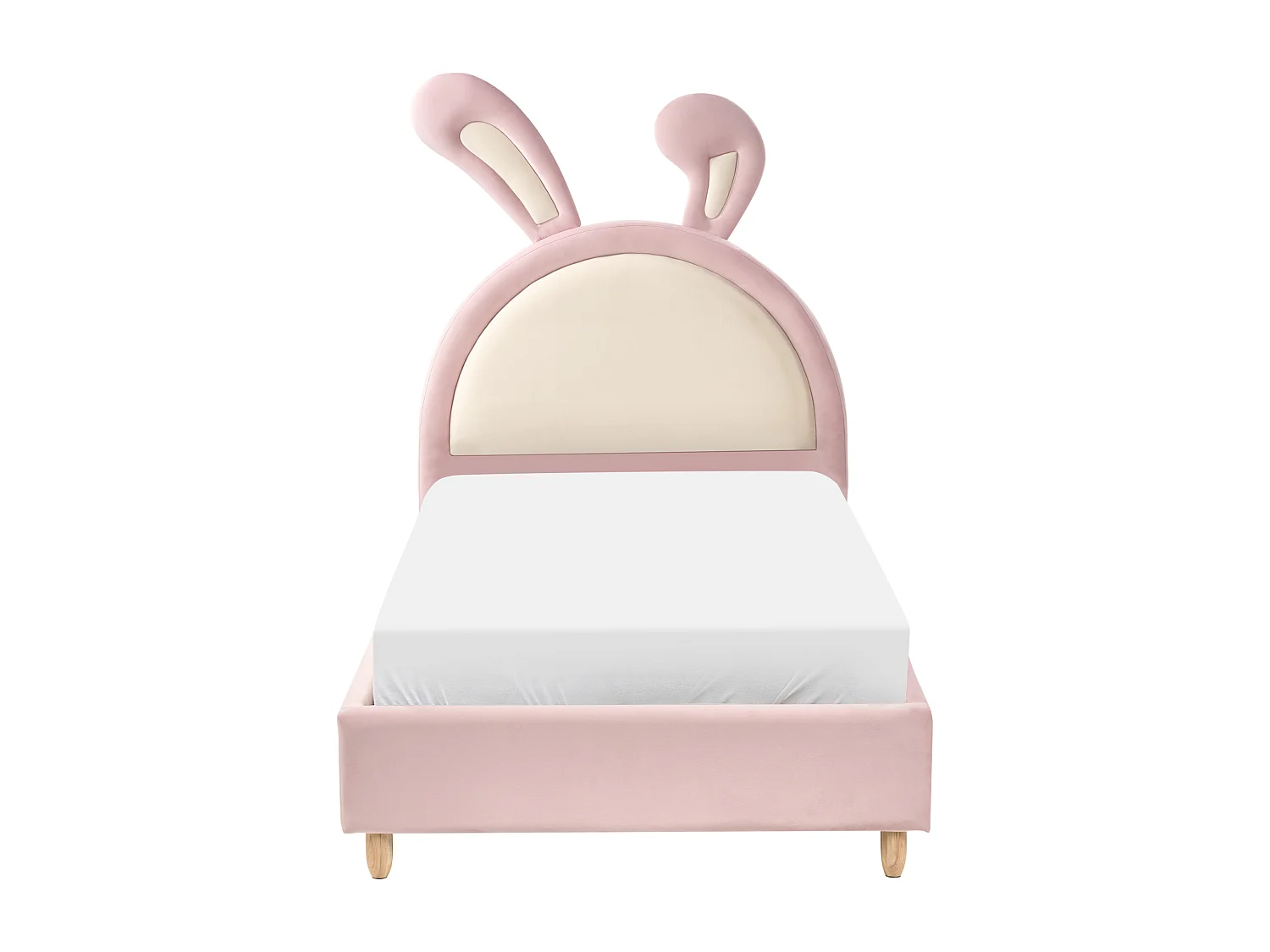 Letto per bambini coniglio Velluto LALLIAS 90 x 200 cm Rosa