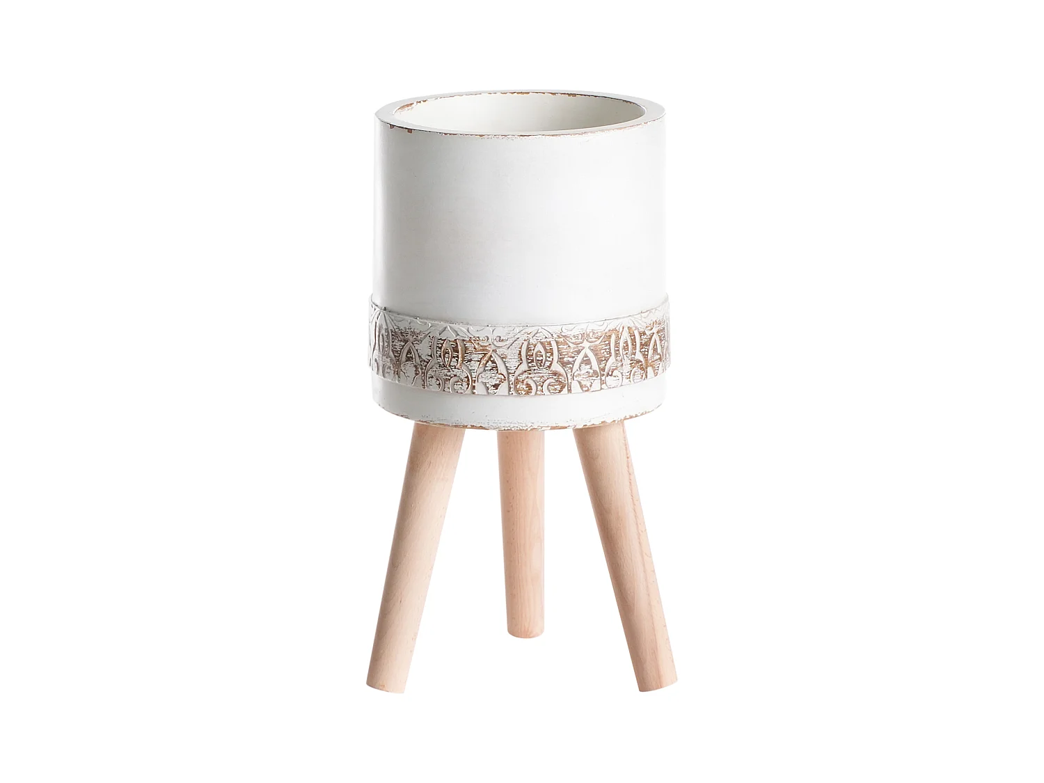 Cache-pot sur pied SKIATOS 22 cm Blanc cassé