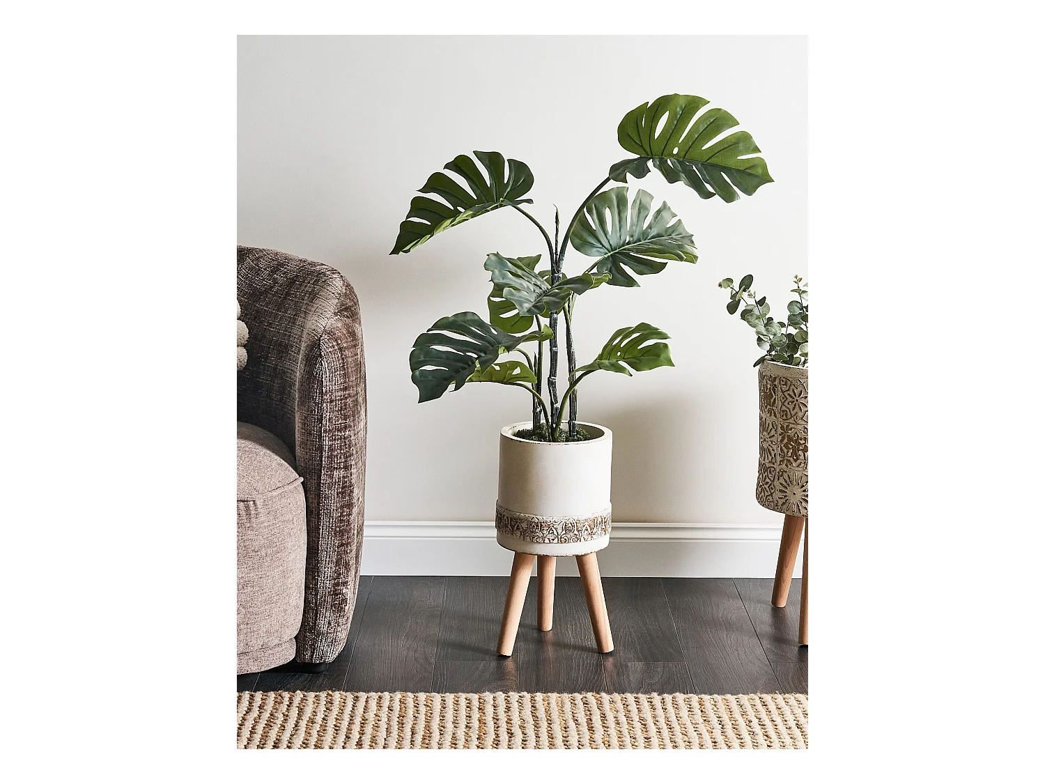 Cache-pot sur pied SKIATOS 22 cm Blanc cassé