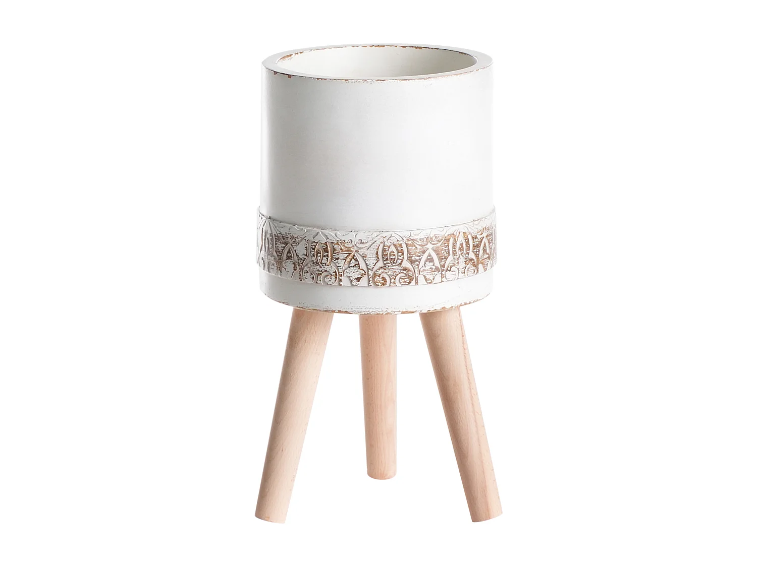 Vaso alto para plantas SKIATOS Cerâmica 22 cm Branco creme