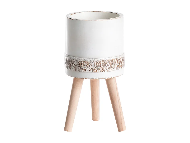 Cache-pot sur pied SKIATOS 22 cm Blanc cassé