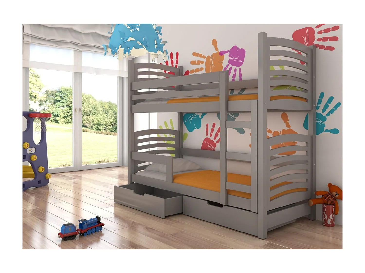 Bett Zuna Premium (80x180)/Matratze inklusive/grau