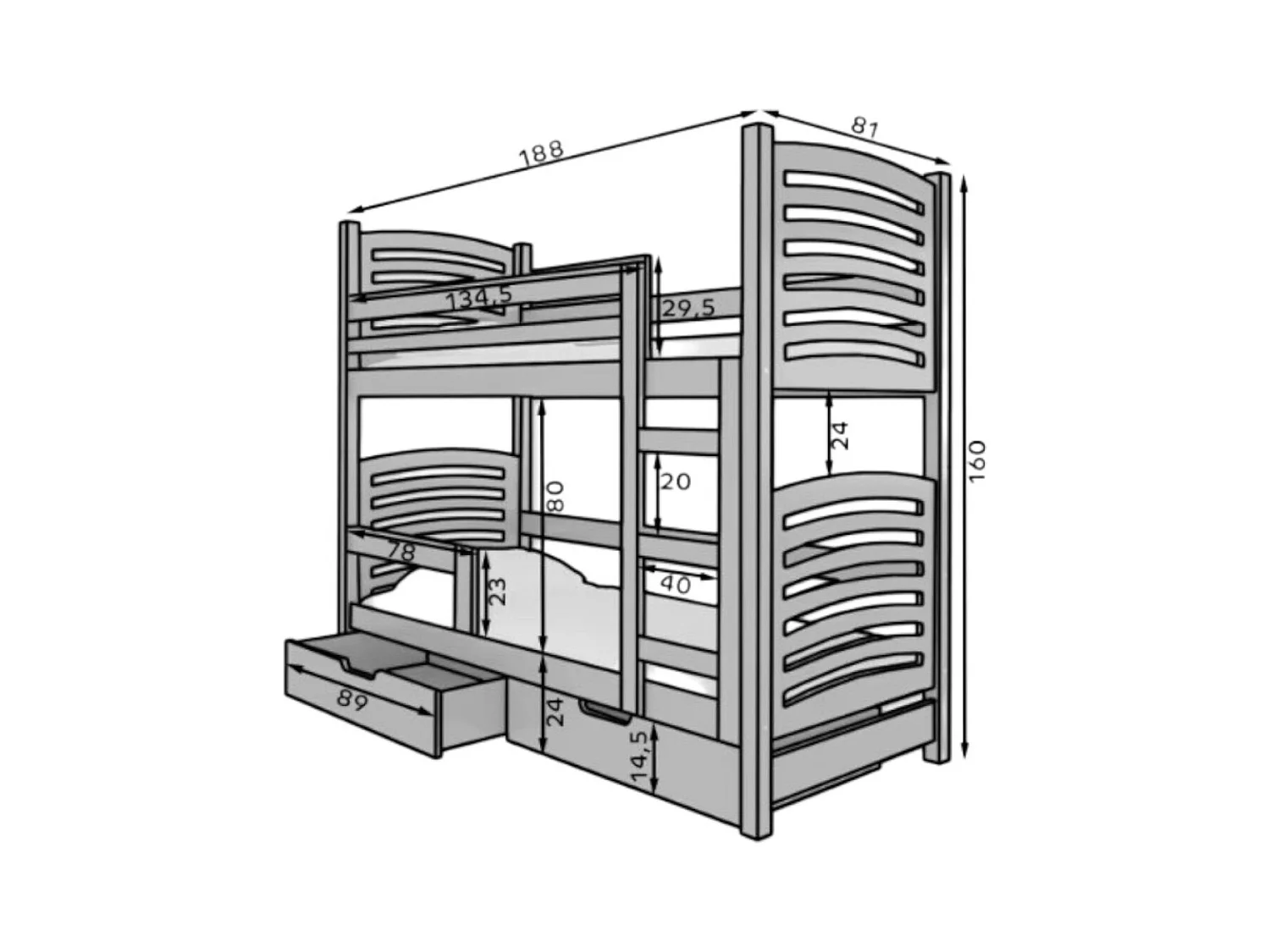 Bett Zuna Premium (80x180)/Matratze inklusive/Weiss