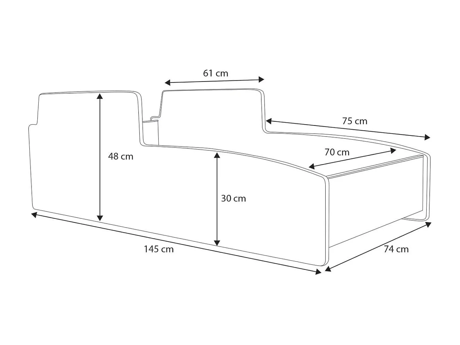 Letto Tonk (70x140)/materasso incluso/gialla