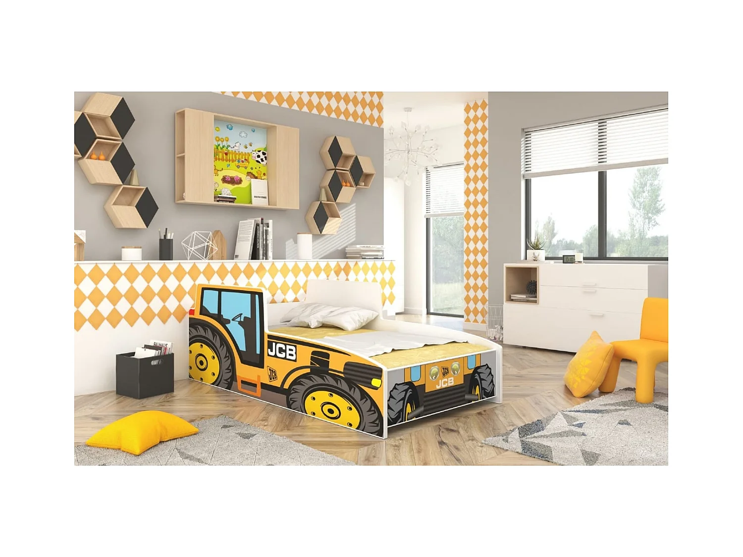 Bett Tonk (80x160)/Matratze inklusive/Gelb