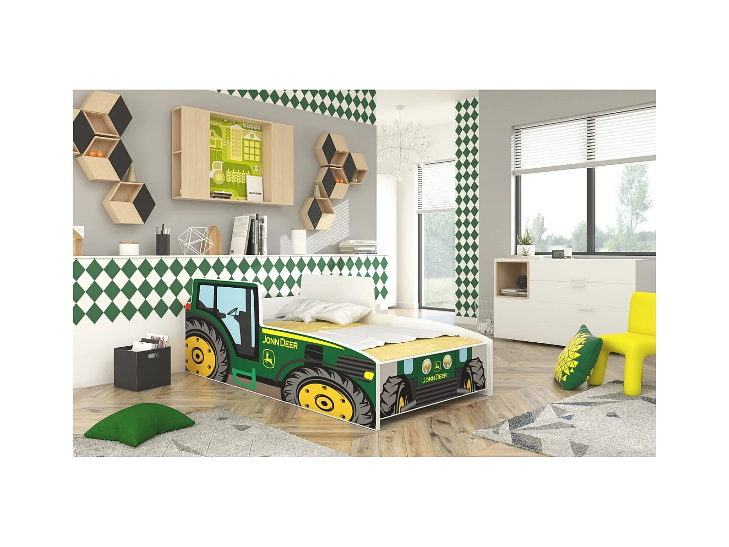 Bett Tonk (70x140)/Matratze inklusive/Grün