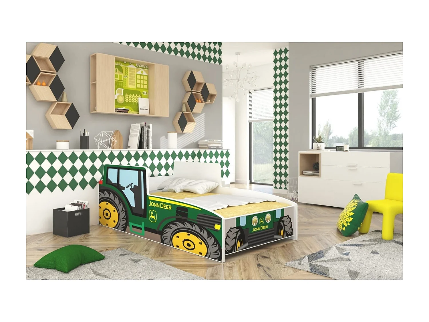 Bett Tonk (70x140)/Matratze inklusive/Grün