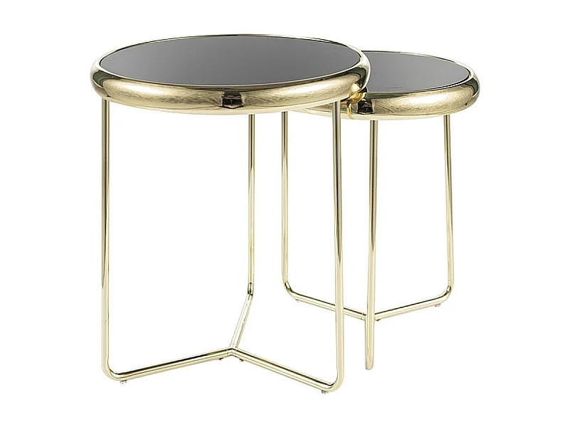 Table d'appoint Scarlet-Set/Acier inoxydable/Verre/Or