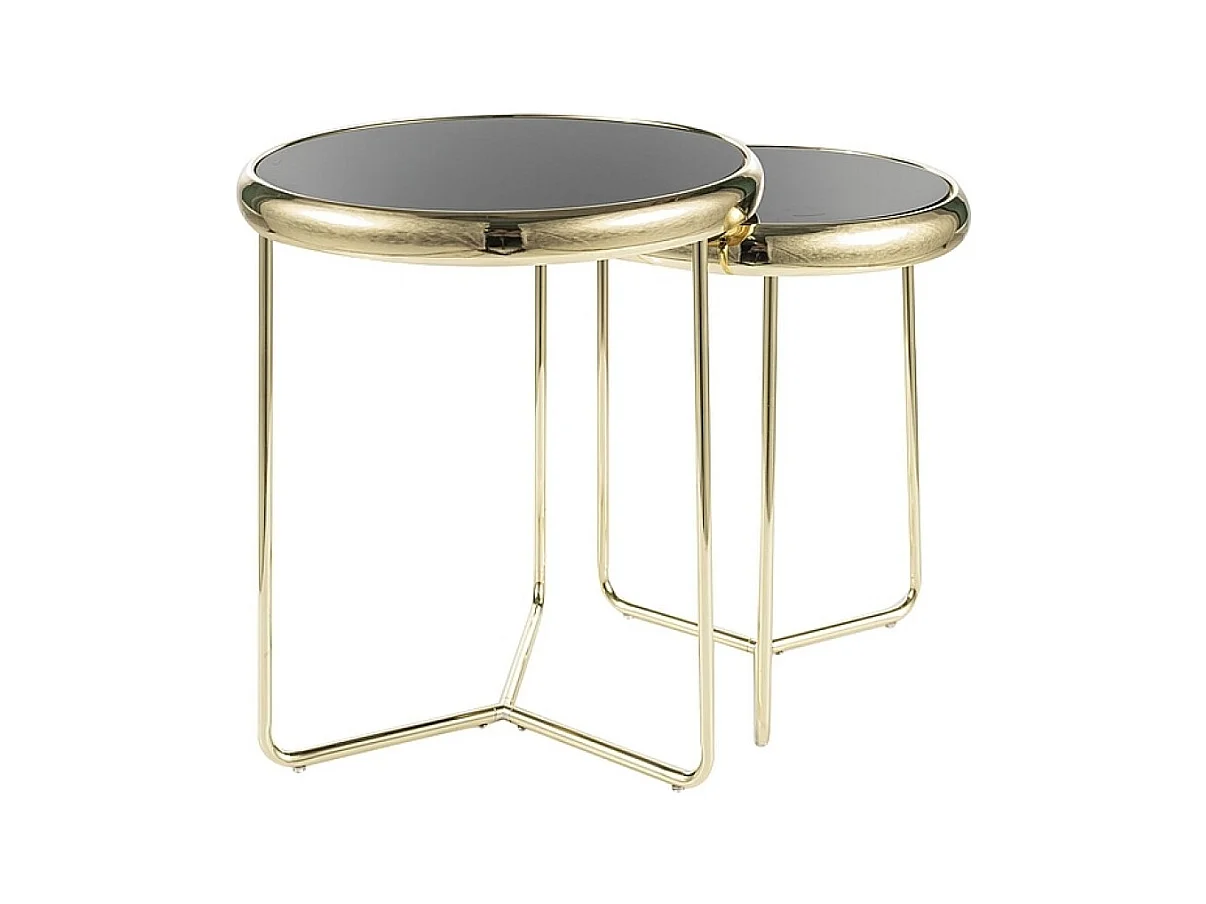 Table d'appoint Scarlet-Set/Acier inoxydable/Verre/Or