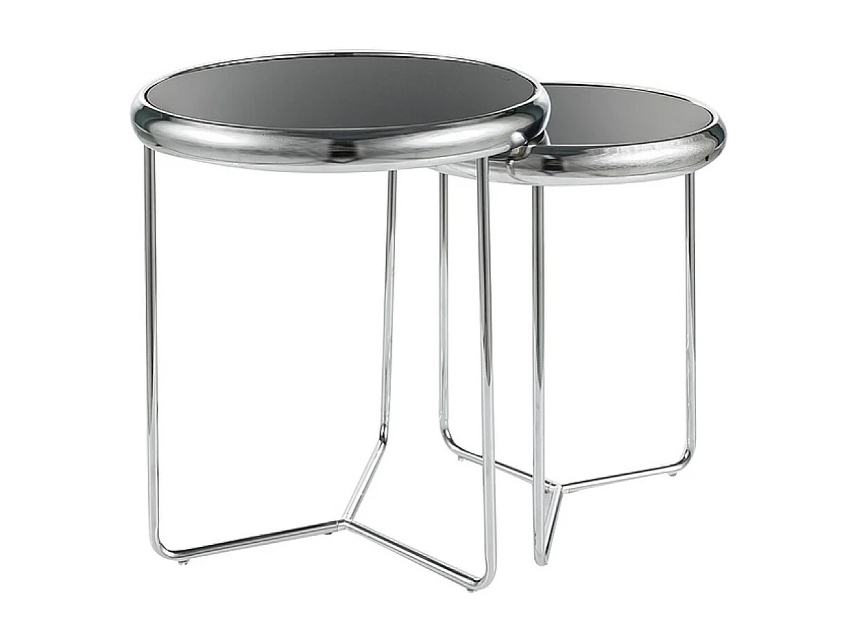 Beistelltisch Scarlet-Set/Edelstahl/Glas/Silber