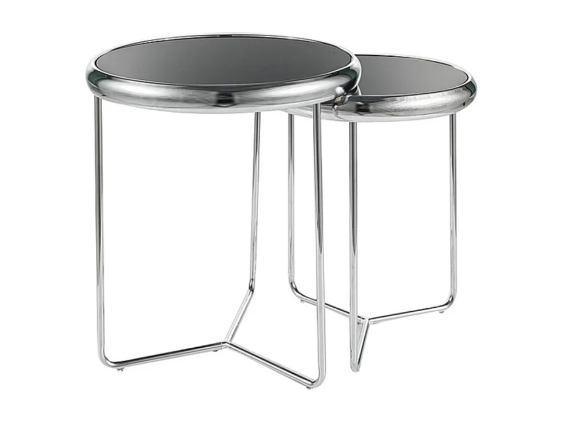 Table d'appoint Scarlet-Set/Acier inoxydable/Verre/Argent