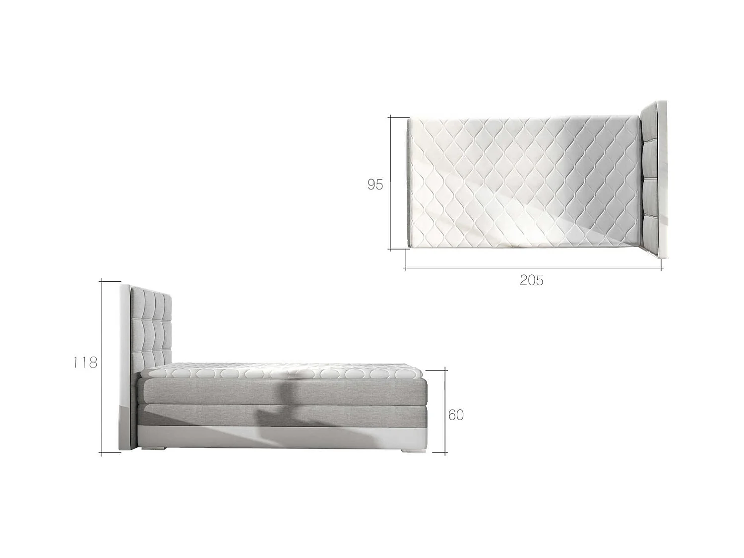 Boxspringbett  Leo (90x200)/Matratze inklusive/grau