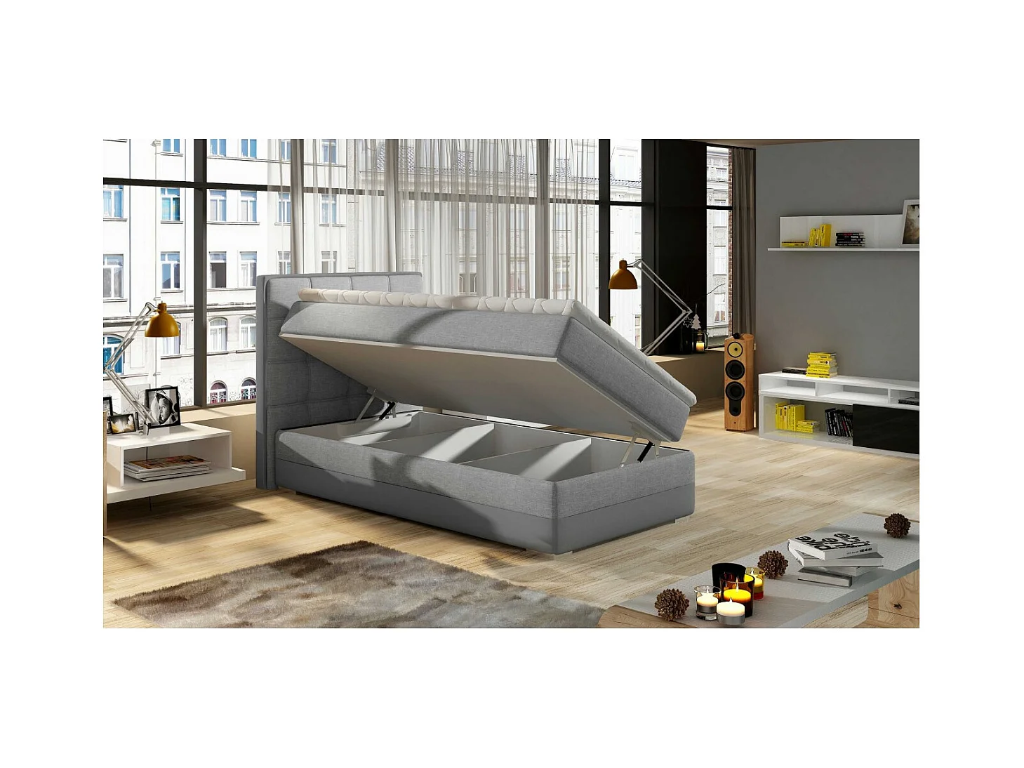 Boxspringbett  Leo (90x200)/Matratze inklusive/grau