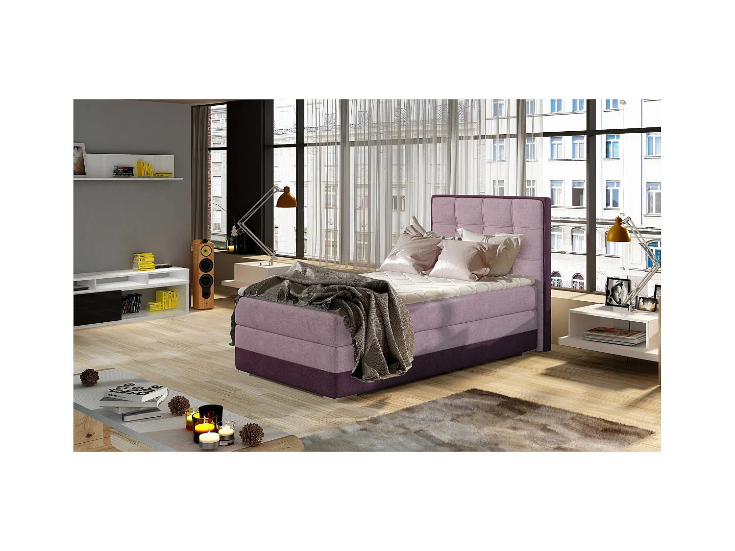 Boxspringbett  Leo (90x200)/Matratze inklusive/Rosa