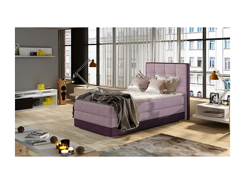 Box Spring Letto Leo (90x200)/materasso incluso/rosa