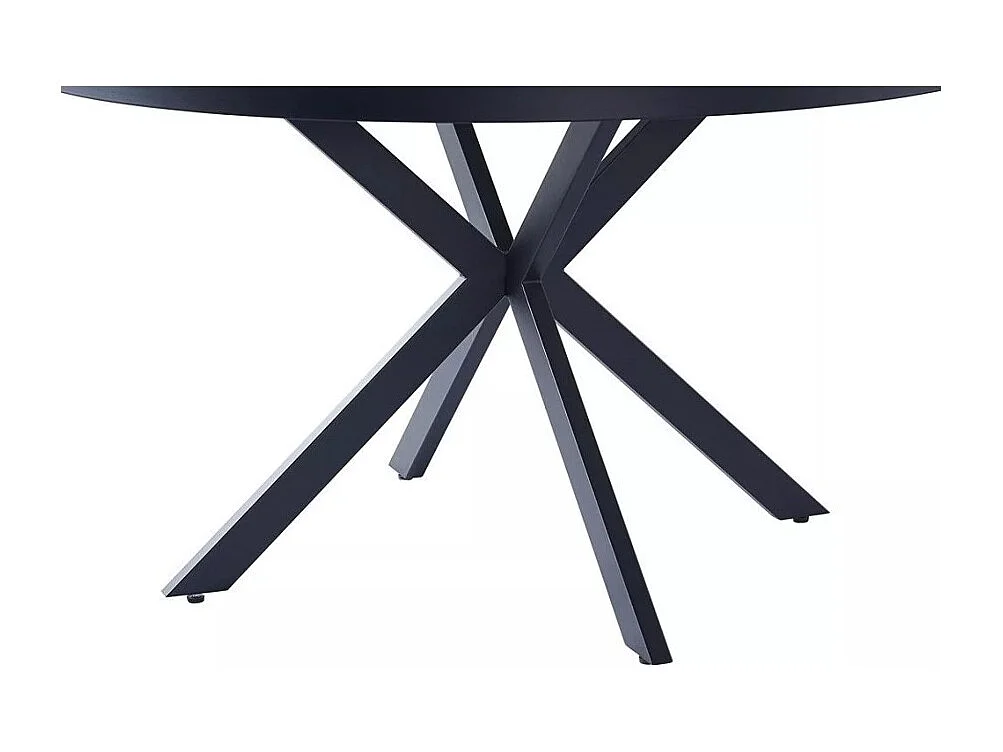 Table à manger Cerf (Ø120x76)/Céramique/Design Marbre/Blanc et Noir