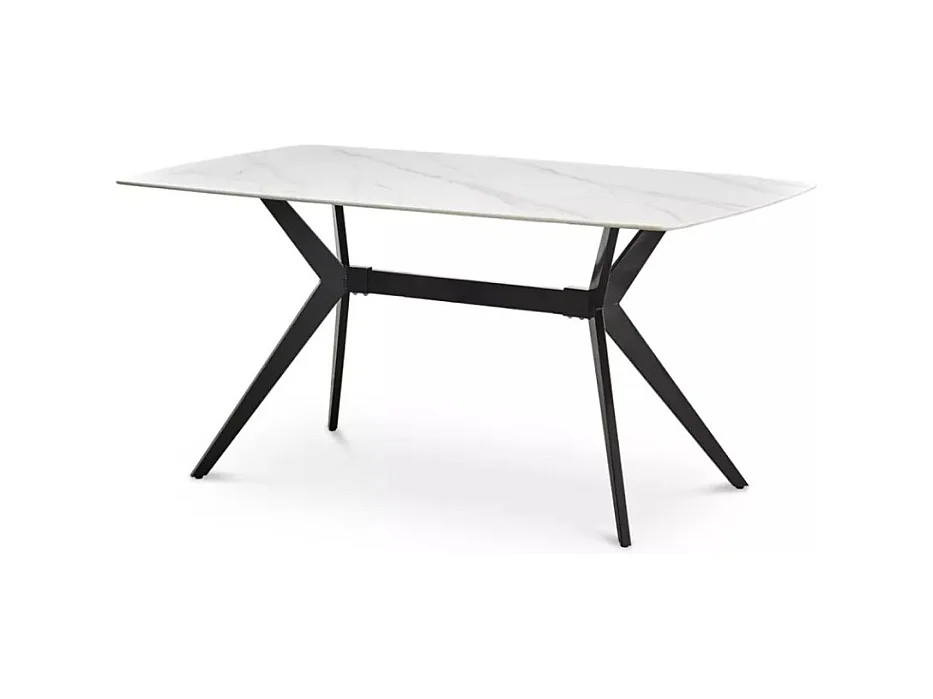 Table à manger Zala (90x160)/Céramique/Blanc et Noir
