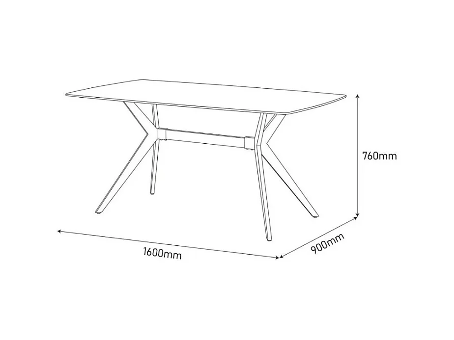 Table à manger Zala (90x160)/Céramique/Blanc et Noir