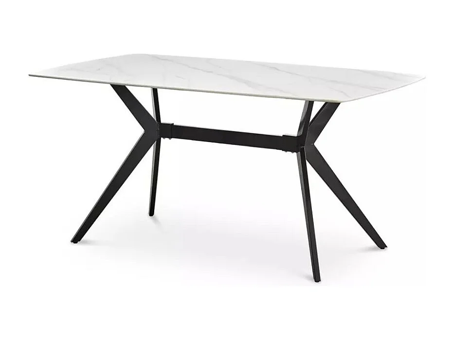 Table à manger Zala (90x160)/Céramique/Blanc et Noir