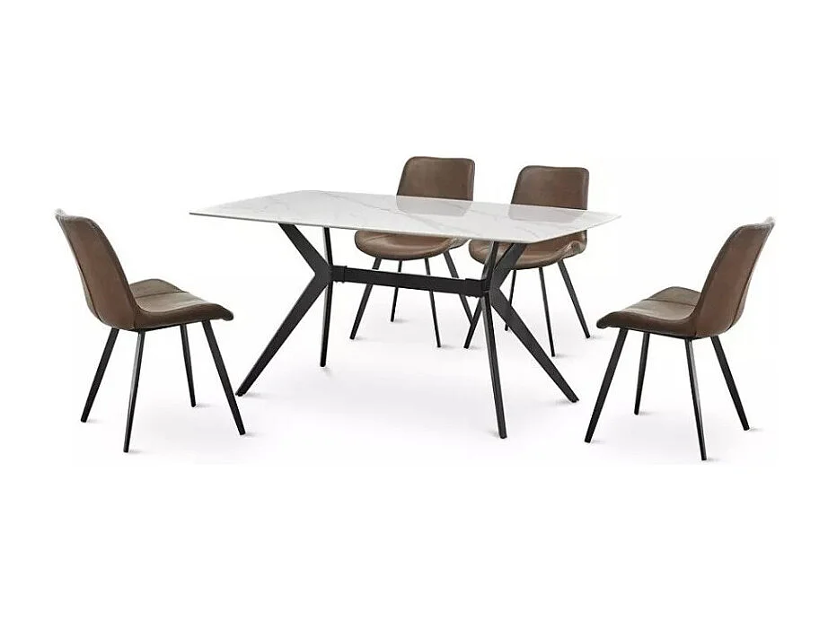 Table à manger Zala (90x160)/Céramique/Blanc et Noir