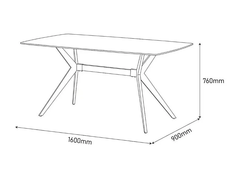Table à manger Zala (90x160)/Céramique/Blanc et Noir