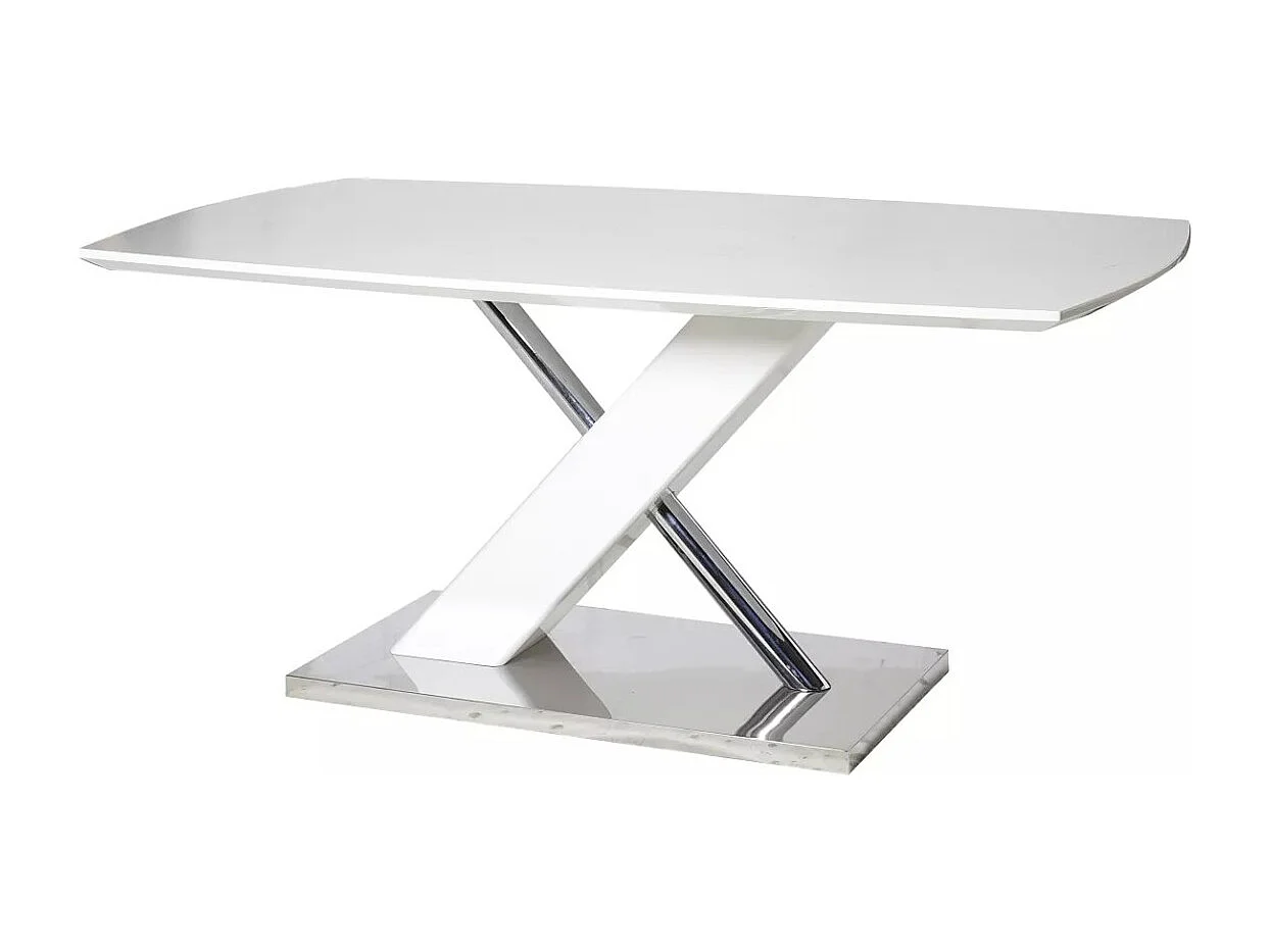 Table à manger Vanya (90x160)/Panneau de fibres à densité moyenne et métal précieux/Blanc