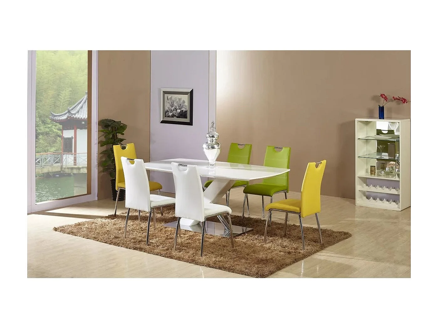 Table à manger Vanya (90x160)/Panneau de fibres à densité moyenne et métal précieux/Blanc