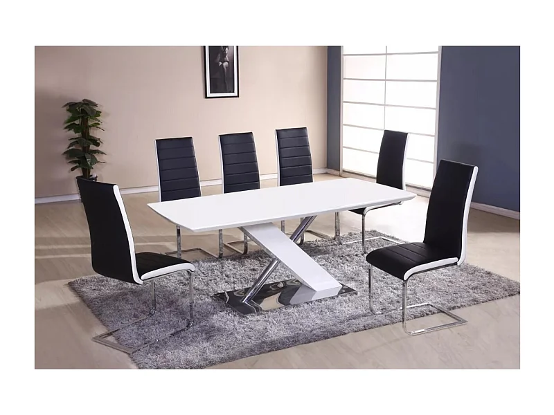 Table à manger Vanya (90x160)/Panneau de fibres à densité moyenne et métal précieux/Blanc