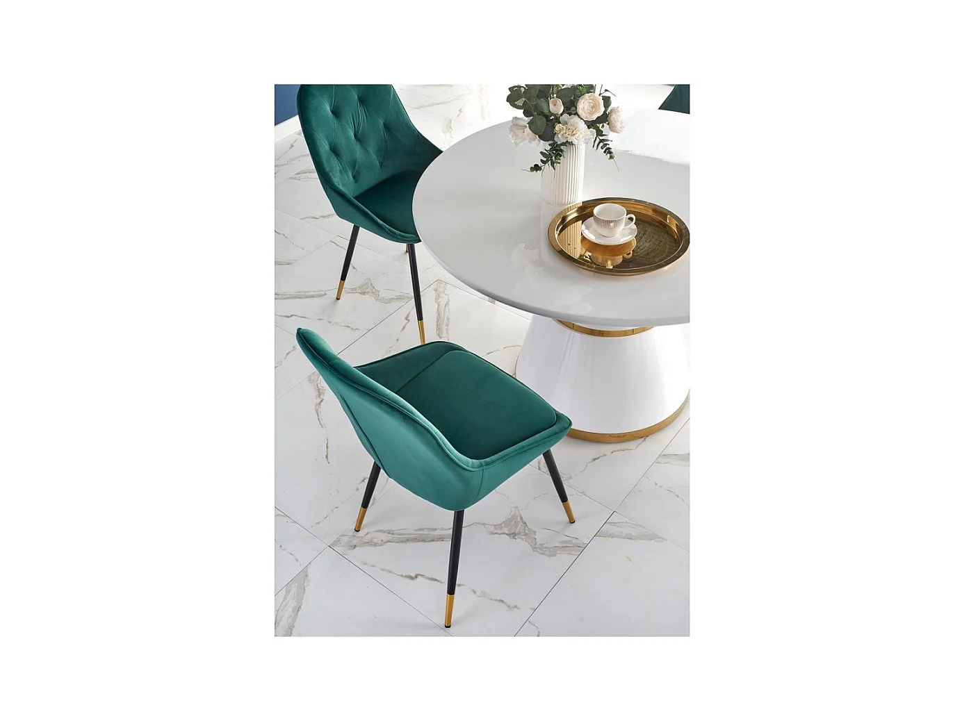 Table à manger Vegas (Ø120x76)/Ronde/Blanc et Or