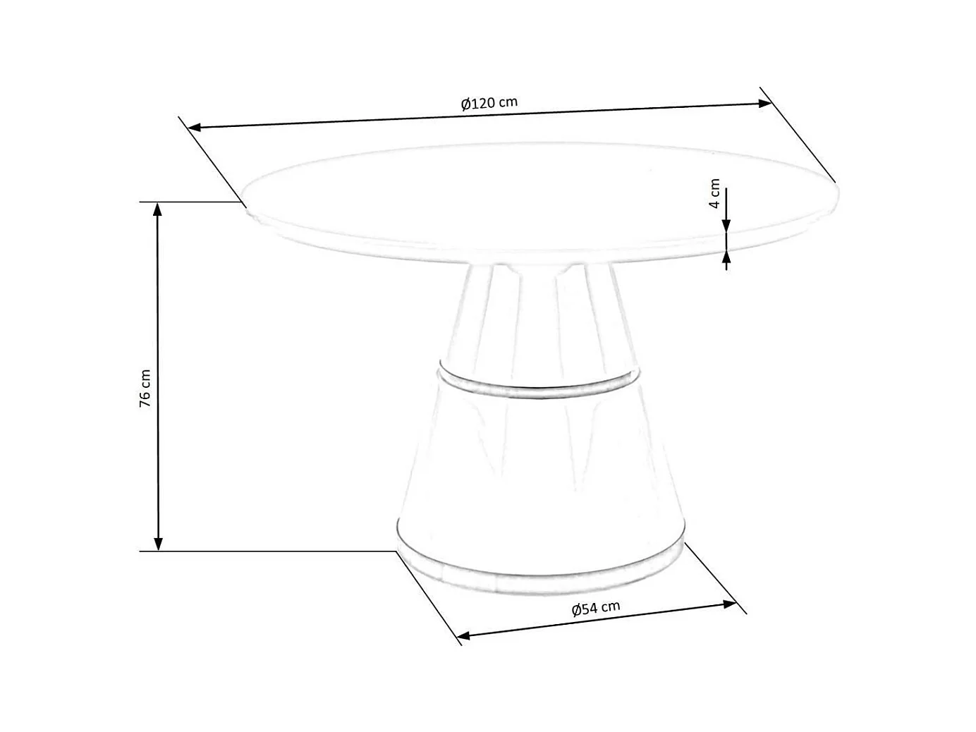 Table à manger Vegas (Ø120x76)/Ronde/Blanc et Or