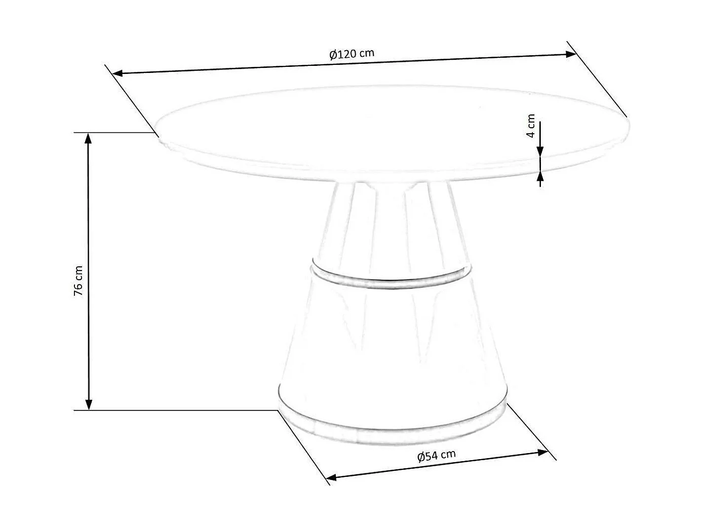 Table à manger Vegas (Ø120x76)/Ronde/Blanc et Or