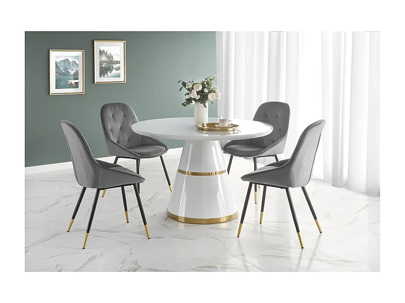 Tavolo da pranzo Vegas (o120x76)/Rotondo/Bianco e Oro