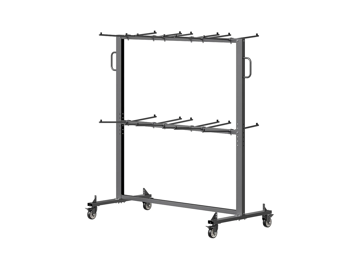 Servicewagen SucceBuy, Oplopbare Stoelsteun voor 84 Stoelen/12 Tafels + 42 Stoelen, Maximale Lading 363 kg, met Wielen en Rubberen Steunpunten