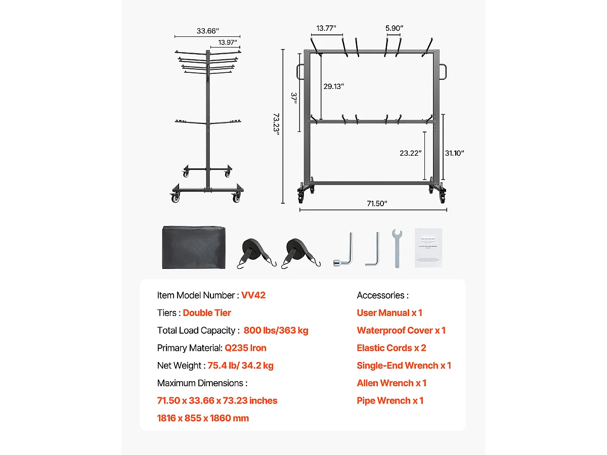 Chariot de Service SucceBuy, Support de Chaise Pliant pour 84 Chaises/12 Tables + 42 Chaises, Charge Maximale 363 kg, avec Roues et Supports en Caoutchouc