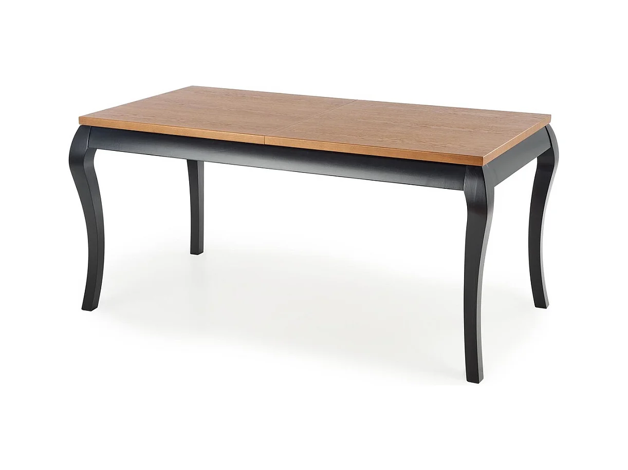 Tavolo da pranzo Windsor (90x160-240)/legno massello e impiallacciato/marrone e nero