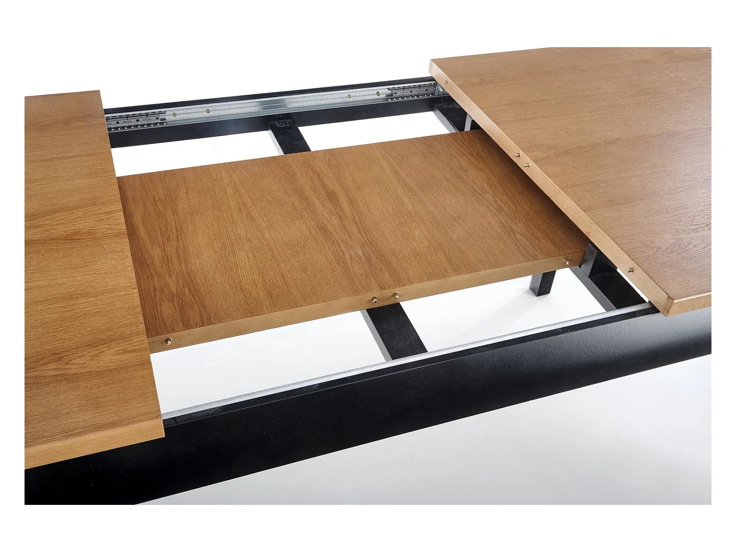 Tavolo da pranzo Windsor (90x160-240)/legno massello e impiallacciato/marrone e nero