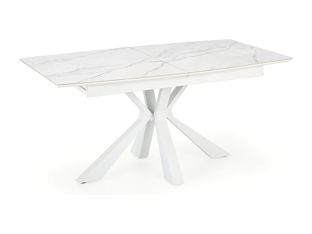 Esstisch Vivaldi (90x160-200)/MDF/Marmor Design/Weiss