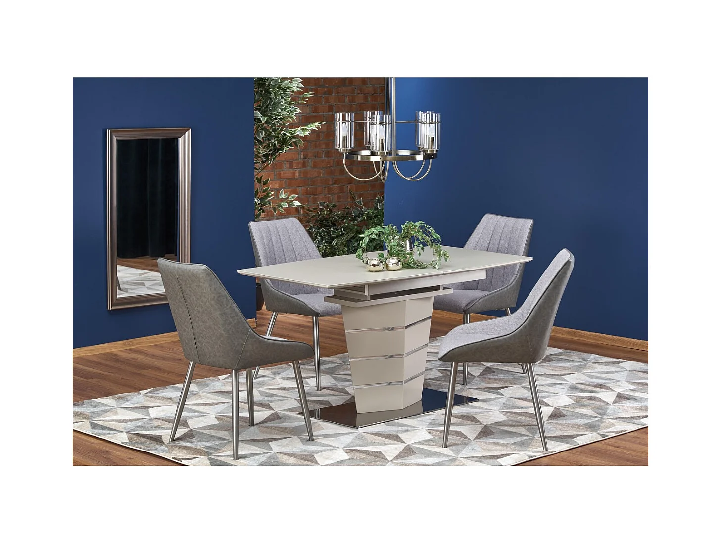 Table à manger Sorrento (80x140-180)/MDF et verre/Beige