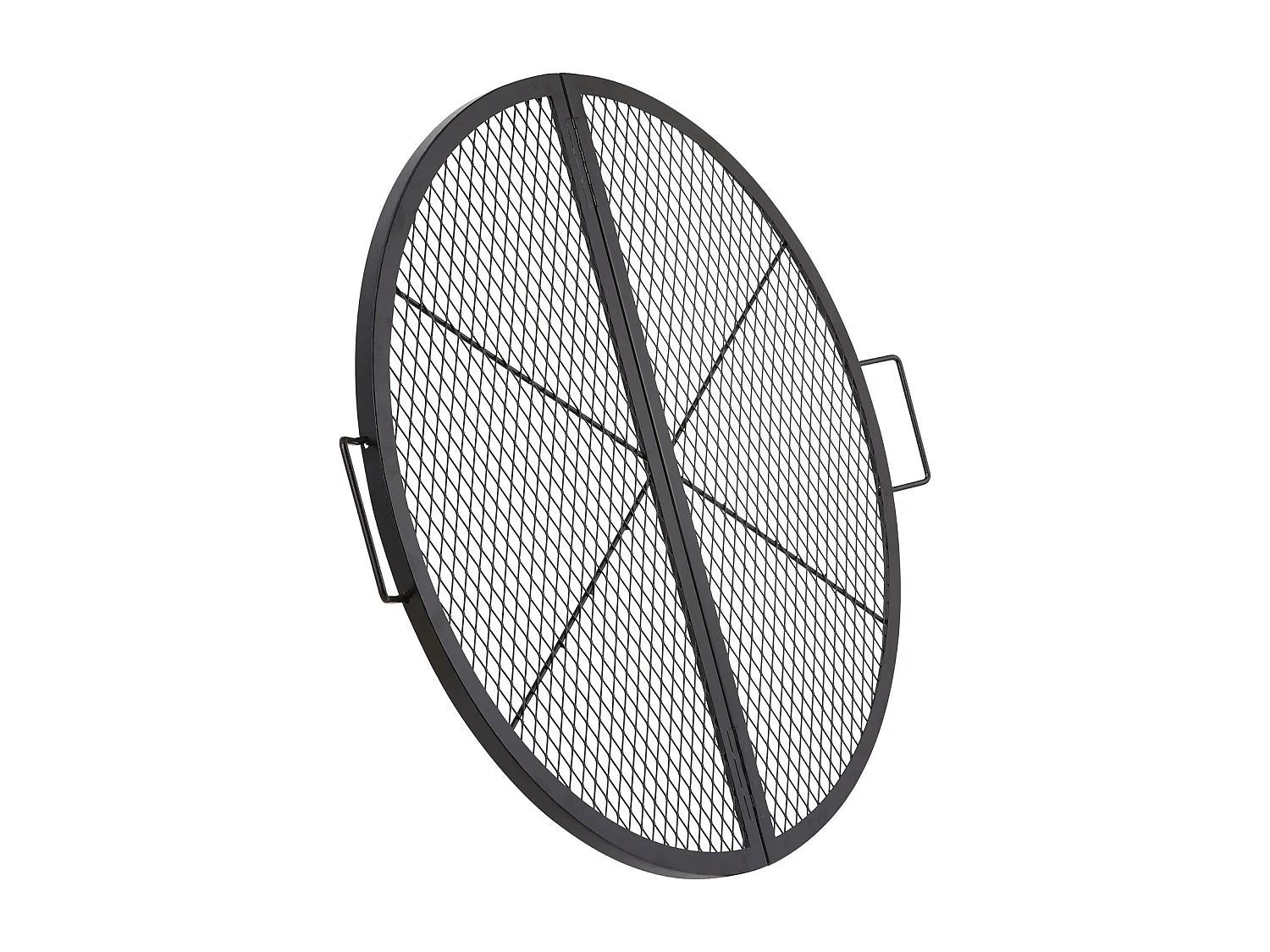 Grille de Foyer SucceBuy Ronde Pliable de 91cm, Acier Robuste X-Marks, Ustensiles de Cuisine de Camping Portables pour Fêtes en Plein Air, Noir