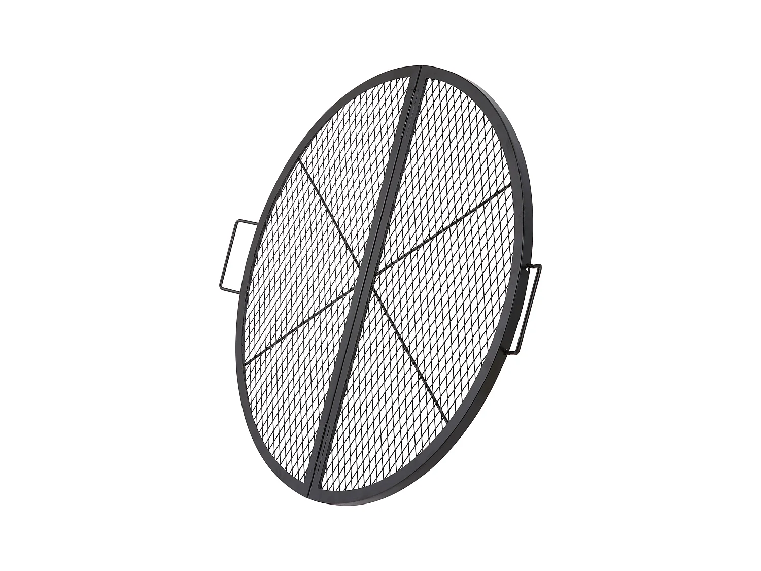 Grille de Foyer SucceBuy Ronde Pliable de 91cm, Acier Robuste X-Marks, Ustensiles de Cuisine de Camping Portables pour Fêtes en Plein Air, Noir