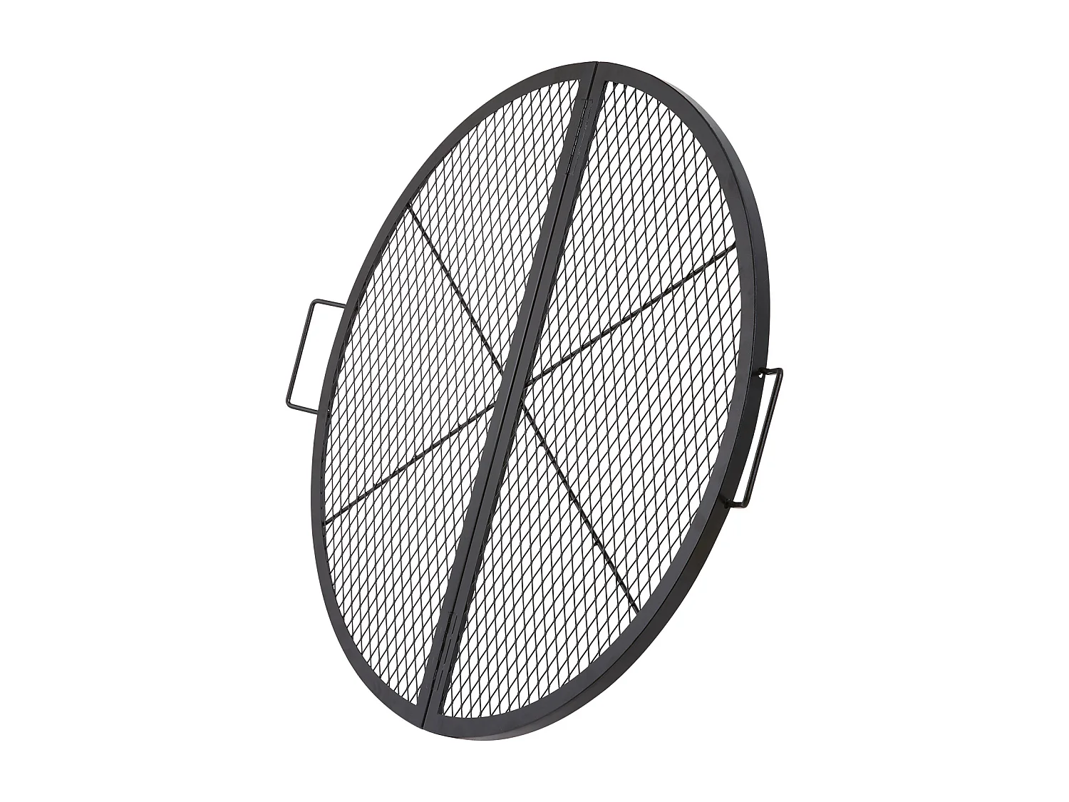 Grille de Foyer SucceBuy Ronde Pliable de 91cm, Acier Robuste X-Marks, Ustensiles de Cuisine de Camping Portables pour Fêtes en Plein Air, Noir