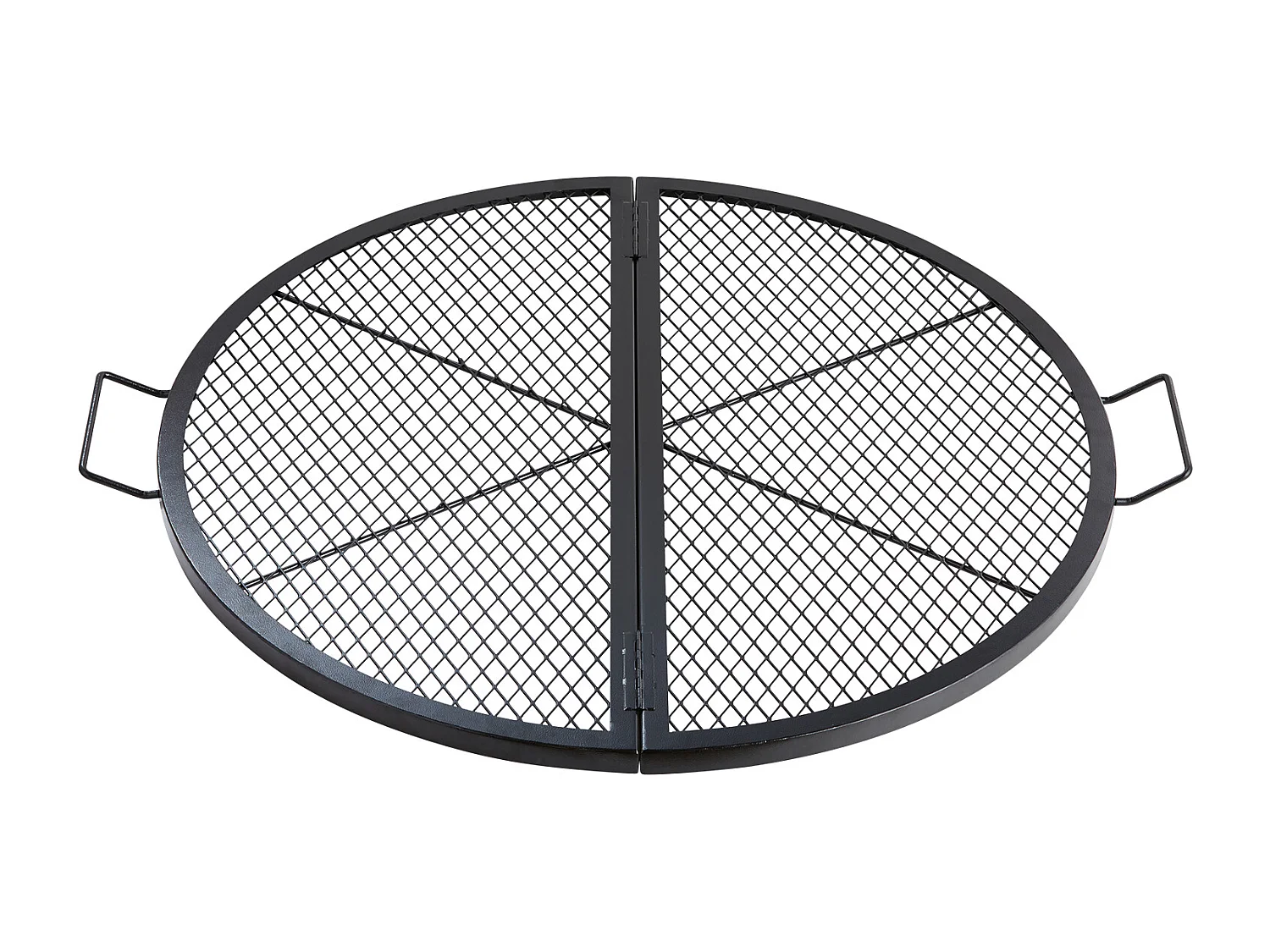 Grille de Foyer SucceBuy Ronde Pliable de 91cm, Acier Robuste X-Marks, Ustensiles de Cuisine de Camping Portables pour Fêtes en Plein Air, Noir