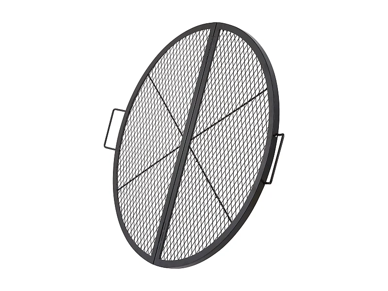 Grille de Foyer SucceBuy Ronde Pliable de 91cm, Acier Robuste X-Marks, Ustensiles de Cuisine de Camping Portables pour Fêtes en Plein Air, Noir