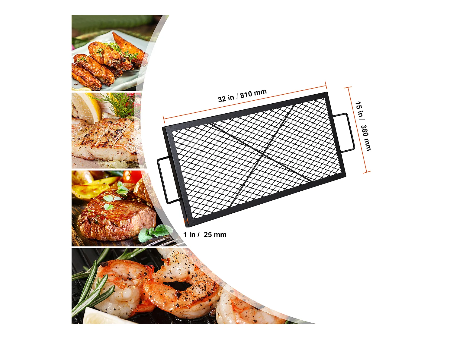 Kochrost SucceBuy für Außenkamin X-Marks von 81CM, Kochrost aus Robustem Edelstahl