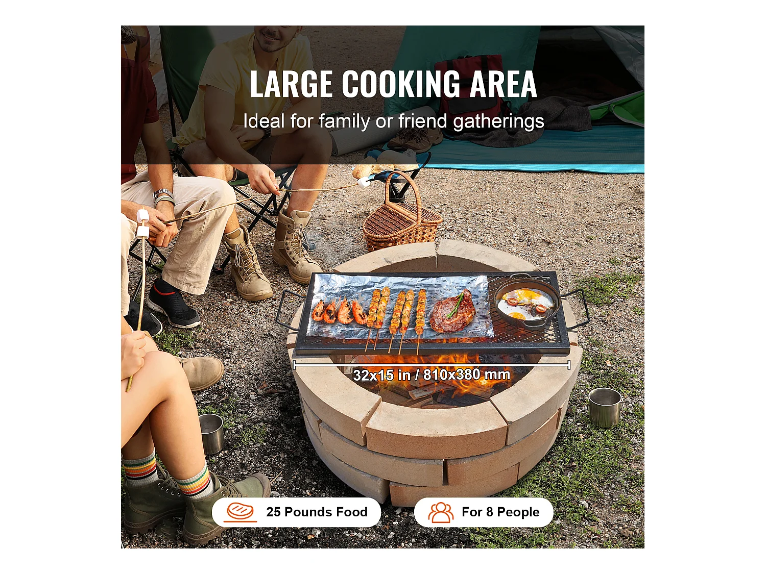 Kochrost SucceBuy für Außenkamin X-Marks von 81CM, Kochrost aus Robustem Edelstahl