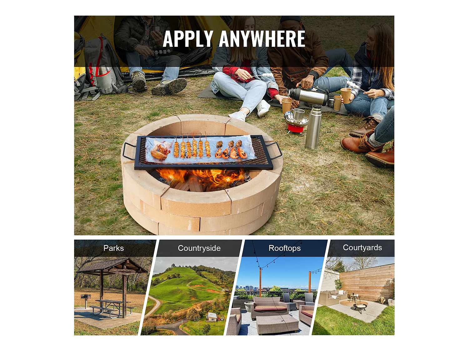 Kochrost SucceBuy für Außenkamin X-Marks von 81CM, Kochrost aus Robustem Edelstahl