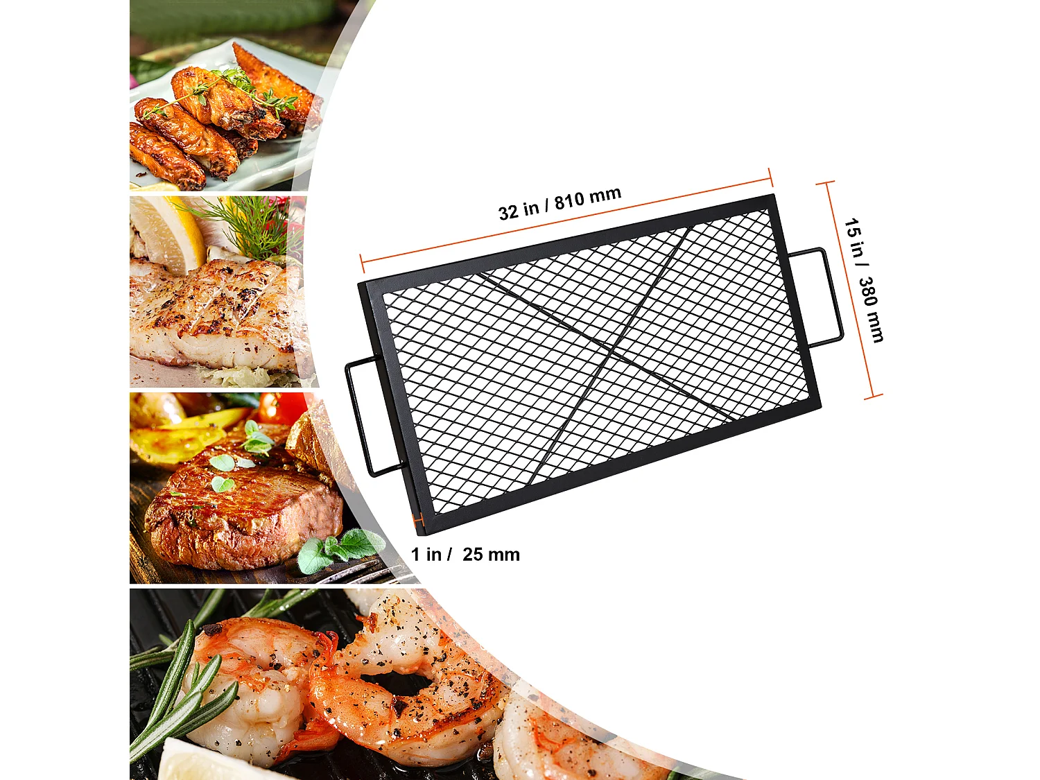 Grille de Cuisson SucceBuy pour Foyer Extérieur X-Marks de 81CM, Grille de Cuisson en Acier Robuste